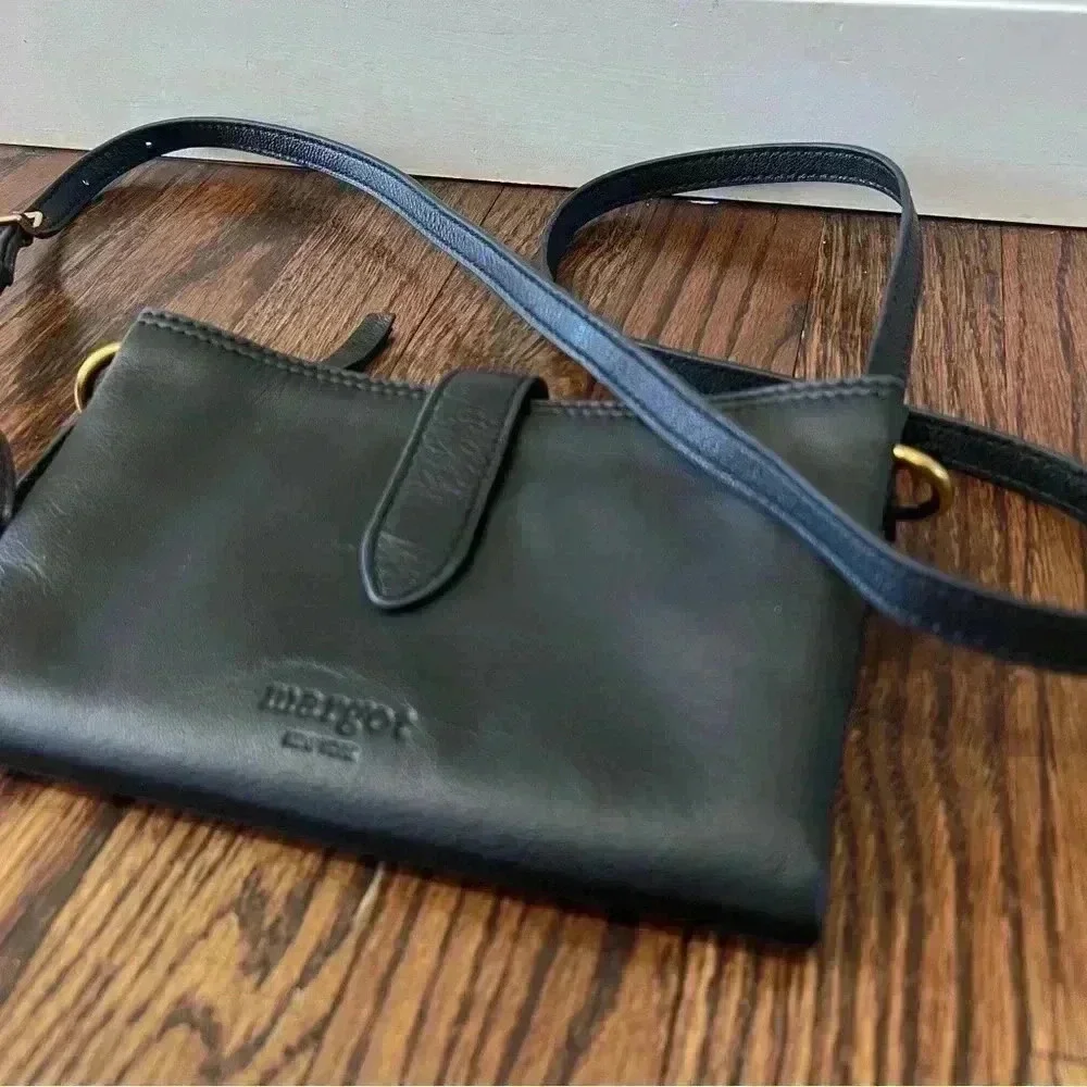 Margot New York Mini Black Genuine 100% Leather Crossbody Bag Purse $125 MG3006
